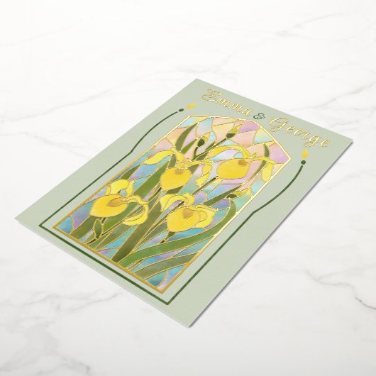 Goudfolie Glas in lood Irissen Invitation Folie Uitnodiging (Gedraaid)