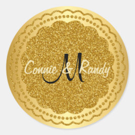 Goudfolie Glitter Monogram Bruiloft Sticker