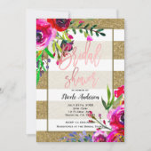 Goudfolie Glitter Stripe Bold Floral Vrijgezellenf Kaart (Voorkant)