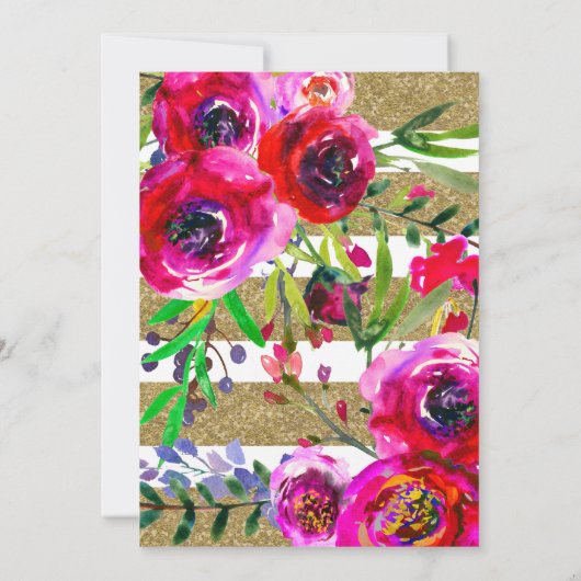 Goudfolie Glitter Stripe Bold Floral Vrijgezellenf Kaart (Achterkant)