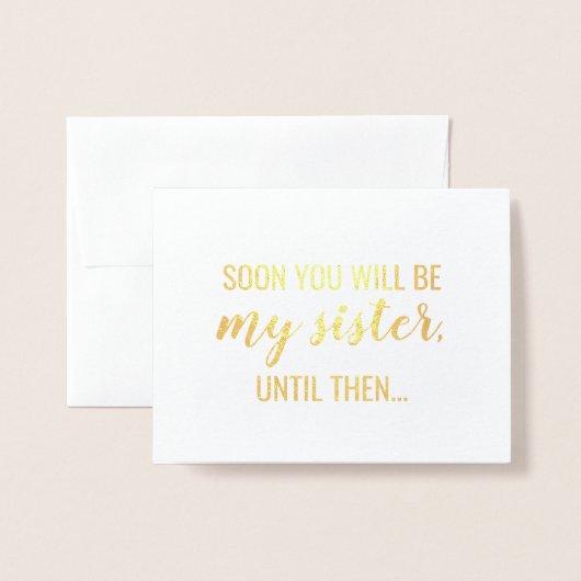 goudfolie | Grappig bruidsmeisje of bruidsmeisje Folie Kaarten (Voorkant met envelop)