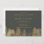 Goudfolie grijs Herfst dennen repetitie diner Kaart (Voorkant)