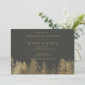 Goudfolie grijs Herfst dennen repetitie diner Kaart (Staand voorkant)
