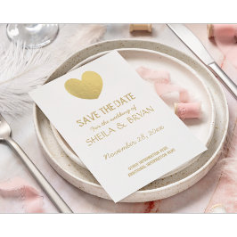 Goudfolie Hart Save The Date Post Kaart