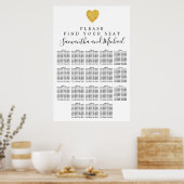 Goudfolie - Heart 18-tafel weddenschap Poster (Keuken)