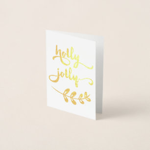 Goudfolie Holly Jolly Kerstnotiecard Folie Kaarten