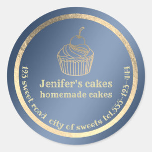 Goudfolie Homemade cupcakes en behandelde verpakki Ronde Sticker