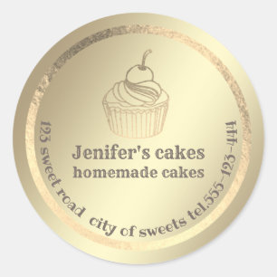 Goudfolie Homemade cupcakes en behandelde verpakki Ronde Sticker