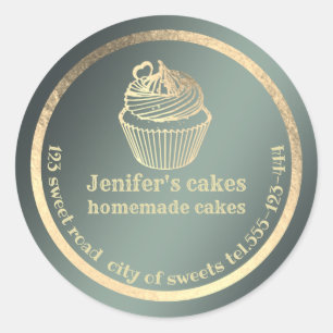 Goudfolie Homemade cupcakes en behandelde verpakki Ronde Sticker