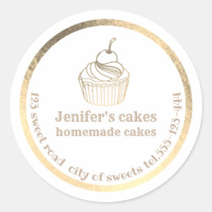 Goudfolie Homemade cupcakes en behandelde verpakki Ronde Sticker