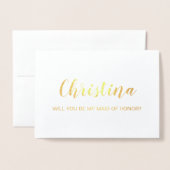 goudfolie-Kaart | Word jij mijn bruidsmeisje? Folie Kaarten (Voorkant met envelop)