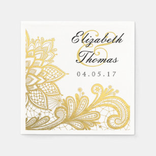 goudfolie  kant   Elegante bruiloft servet
