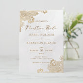 Goudfolie Kant  Nuestra Boda Spaans Bruiloft Kaart (Staand voorkant)