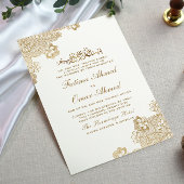 Goudfolie Kant Wit Islamitisch Moslim Bruiloft Kaart