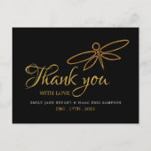 goudfolie libel bruiloft dank u briefkaart (Voorkant)