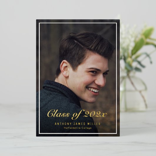 goudfolie lijst afstuderen Aankondiging (Staand Voorkant)