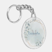 Goudfolie Lijst met eucalyptus - monogram Sleutelhanger (Voorkant Links)