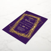 GOUDFOLIE Lijst Paars Nikah Walima Islamitisch Huw Folie Uitnodiging (Gedraaid)