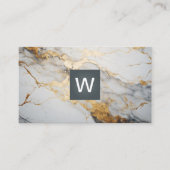 Goudfolie Marmer | Monogram Classic Visitekaartje (Voorkant)