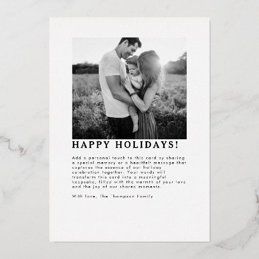 Goudfolie Merry Christmas Custom Familie Afbeeldin Folie Feestdagenkaart (Achterkant)