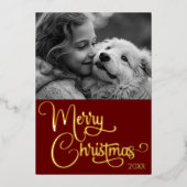 Goudfolie Merry Christmas Custom Familie Afbeeldin Folie Feestdagenkaart (Voorkant)