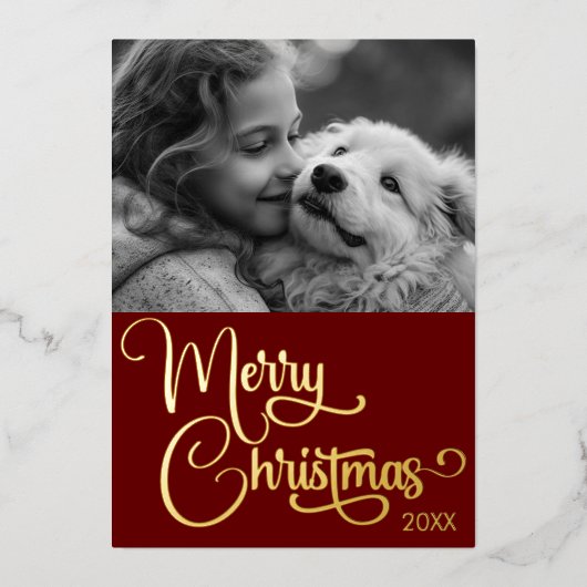 Goudfolie Merry Christmas Custom Familie Afbeeldin Folie Feestdagenkaart (Voorkant)