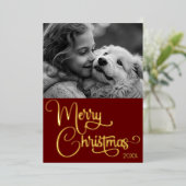 Goudfolie Merry Christmas Custom Familie Afbeeldin Folie Feestdagenkaart (Staand Voorkant)