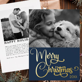 Goudfolie Merry Christmas Custom Familie Afbeeldin Folie Feestdagenkaart