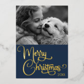 Goudfolie Merry Christmas Custom Familie Afbeeldin Folie Feestdagenkaart (Voorkant)