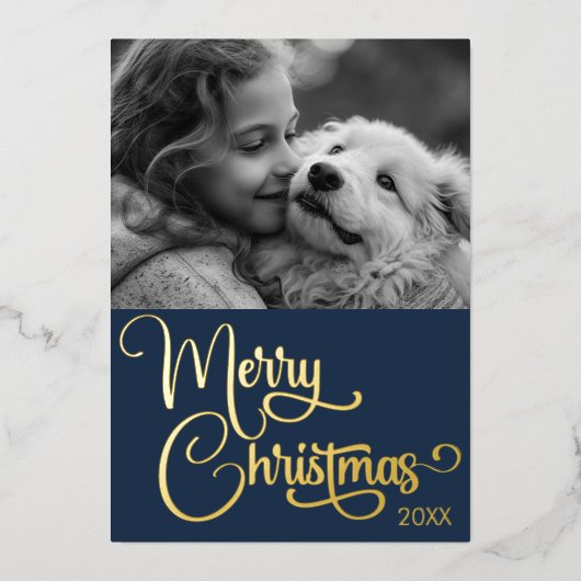 Goudfolie Merry Christmas Custom Familie Afbeeldin Folie Feestdagenkaart (Voorkant)