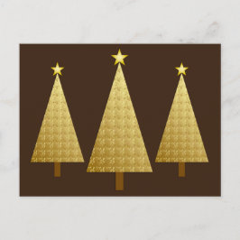 Goudfolie met moderne kerstbomen feestdagenkaart
