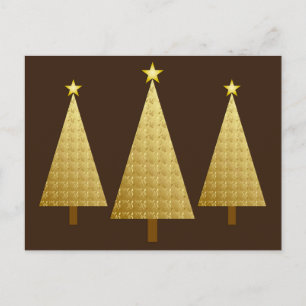 Goudfolie met moderne kerstbomen feestdagenkaart