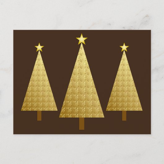 Goudfolie met moderne kerstbomen feestdagenkaart (Voorkant)