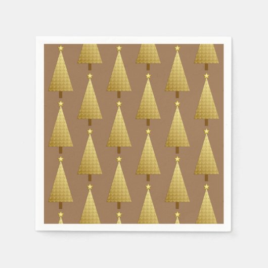 Goudfolie met moderne kerstboomstructuur Napkins Servet (Voorkant)