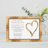 Goudfolie met open hartbruiloft kaart (Staand voorkant)