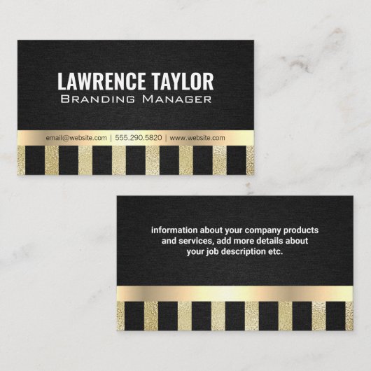 Goudfolie Metallic Gestreept Visitekaartje (Voorkant / Achterkant)
