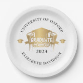 Goudfolie modern afstuderen papieren bordje (Voorkant)