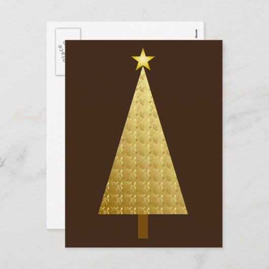 Goudfolie moderne kerstboom feestdagenkaart (Voorkant / Achterkant)