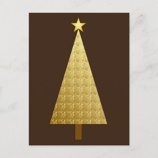 Goudfolie moderne kerstboom feestdagenkaart (Voorkant)