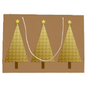 Goudfolie moderne kerstboom large cadeautasje (Achterkant)