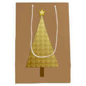 Goudfolie moderne kerstboom medium cadeauzakje (Achterkant)