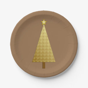 Goudfolie moderne kerstboom papieren bordje