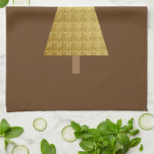 Goudfolie moderne kerstboom theedoek (Gevouwen)