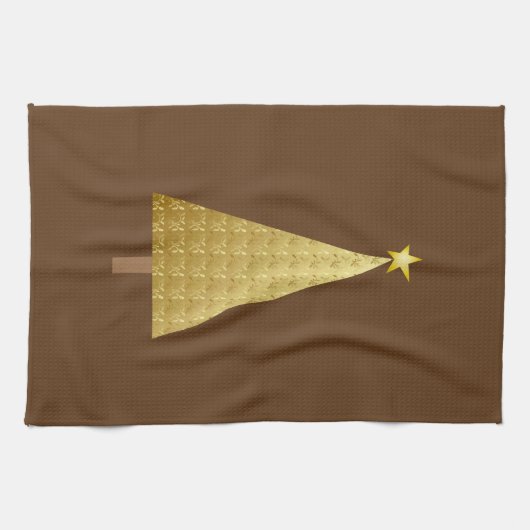 Goudfolie moderne kerstboom theedoek (Horizontaal)