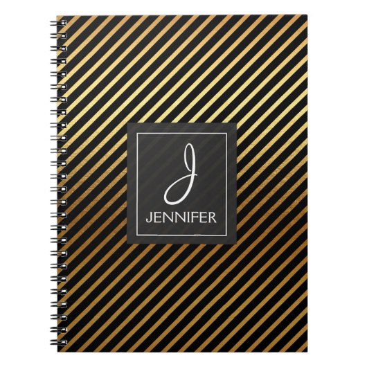 Goudfolie monogram gestipt Notitieboek (Voorkant)