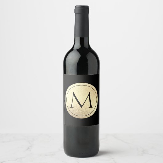 Goudfolie monogram wijn etiket (Voorkant)