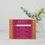 Goudfolie Multi Event Bloemenbruiloft RSVP Kaart (Staand Voorkant)