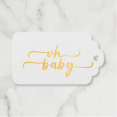 Goudfolie "Oh Baby" Script Cadeaulabels (Voorkant (horizontaal))