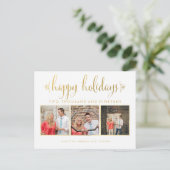 Goudfolie onze eerste kerstfoto Lijst Briefkaart (Staand voorkant)