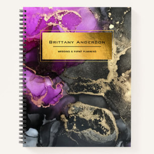 Goudfolie Paarse Zwarte Marmering Business Planner Notitieboek